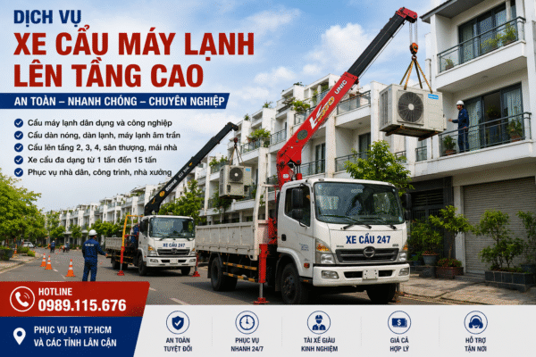 Dịch vụ xe cẩu máy lạnh lên tầng cao
