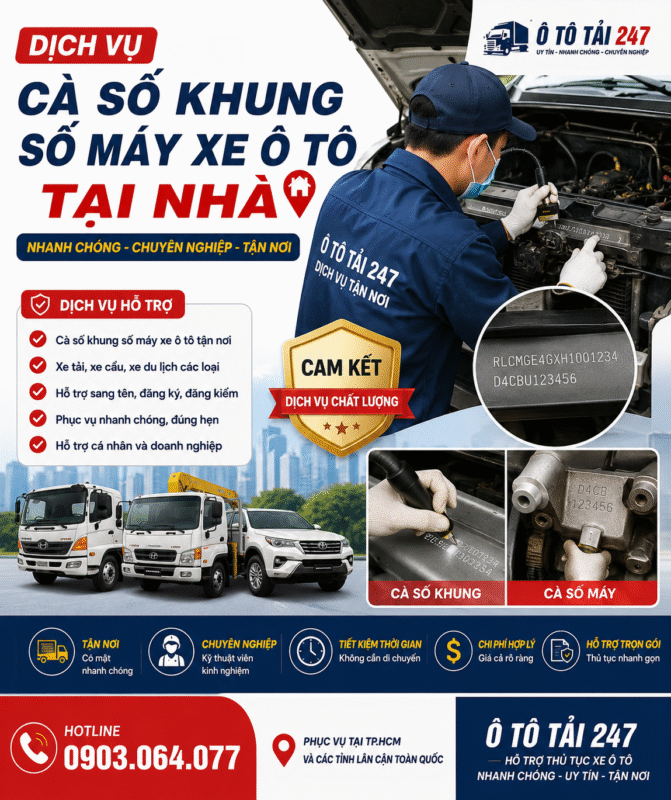 Dịch Vụ Cà Số Khung Số Máy Xe Ô tô 