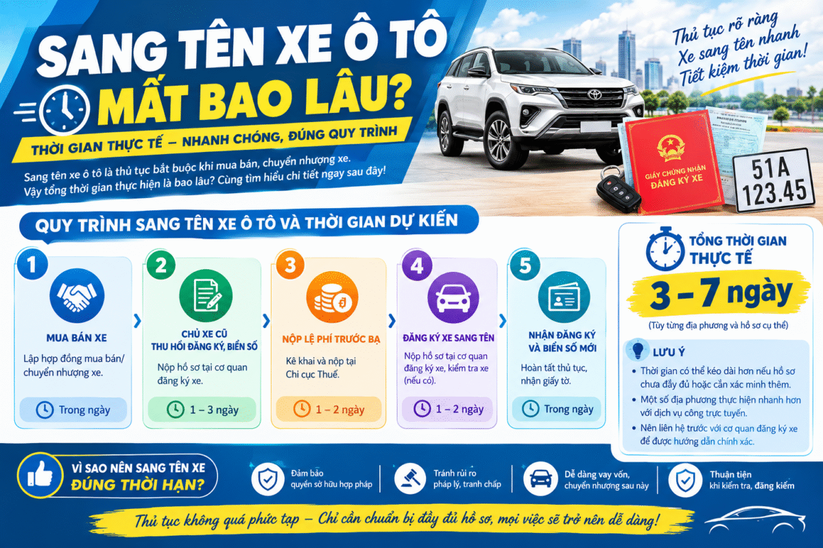 Sang Tên Xe Ô tô Mất Bao Lâu