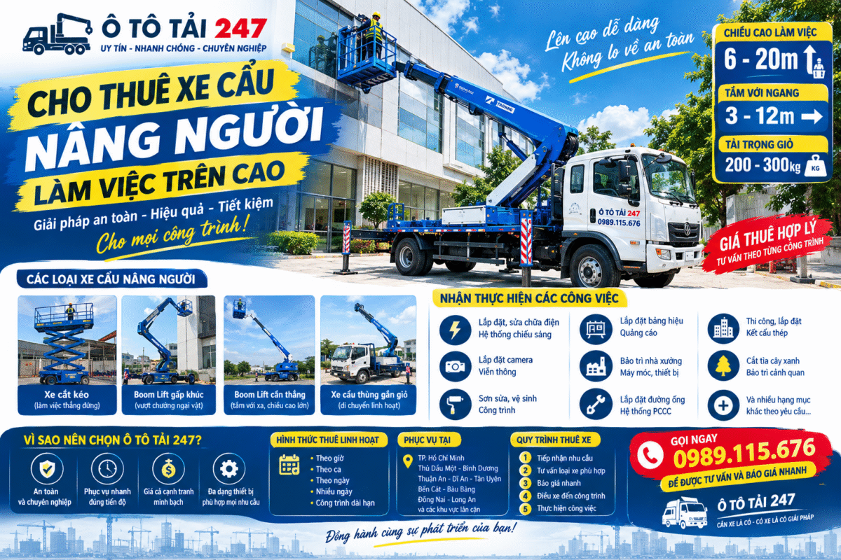 Xe Cẩu Nâng Người Làm Việc Trên Cao