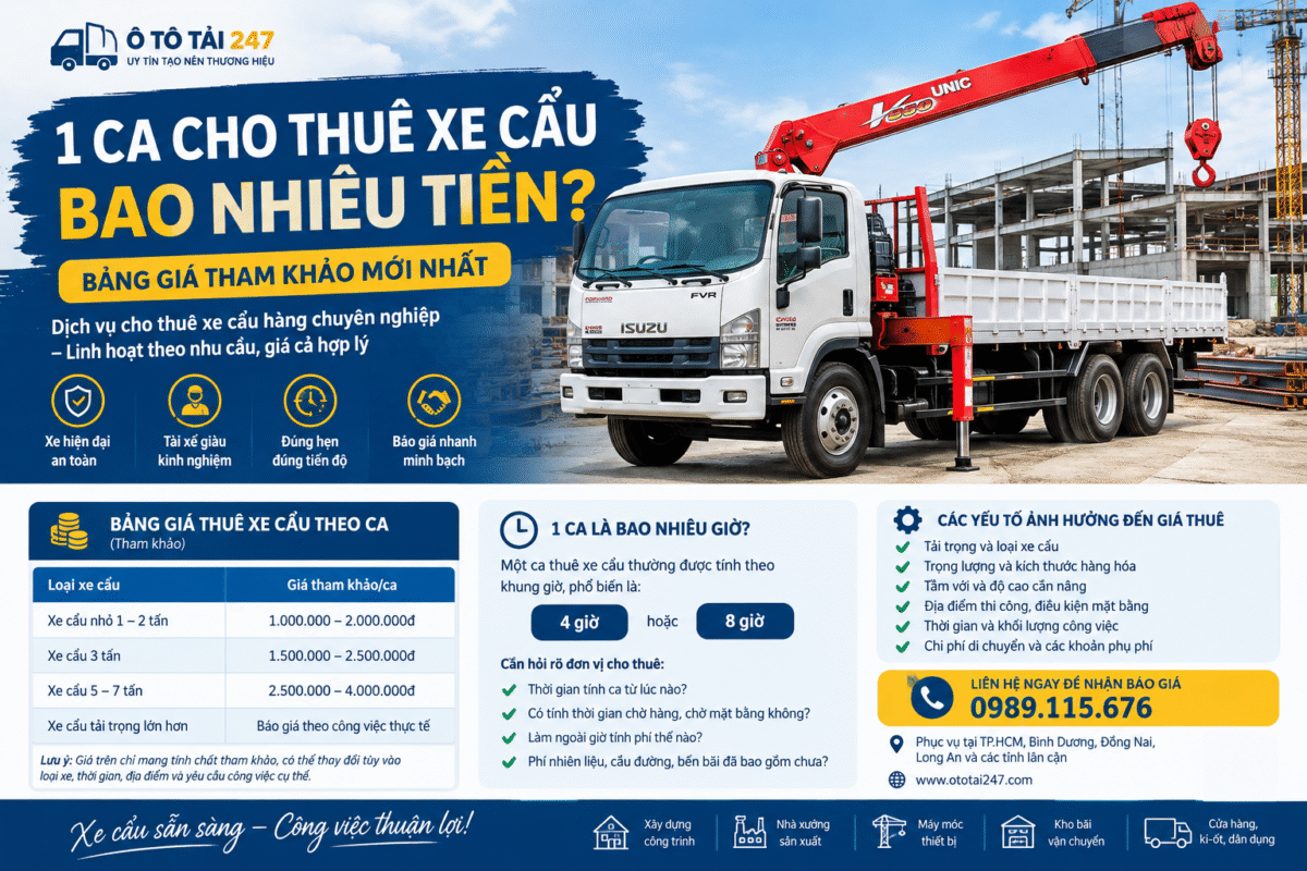 1 Ca Thuê Xe cẩu Bao Nhiêu Tiền 