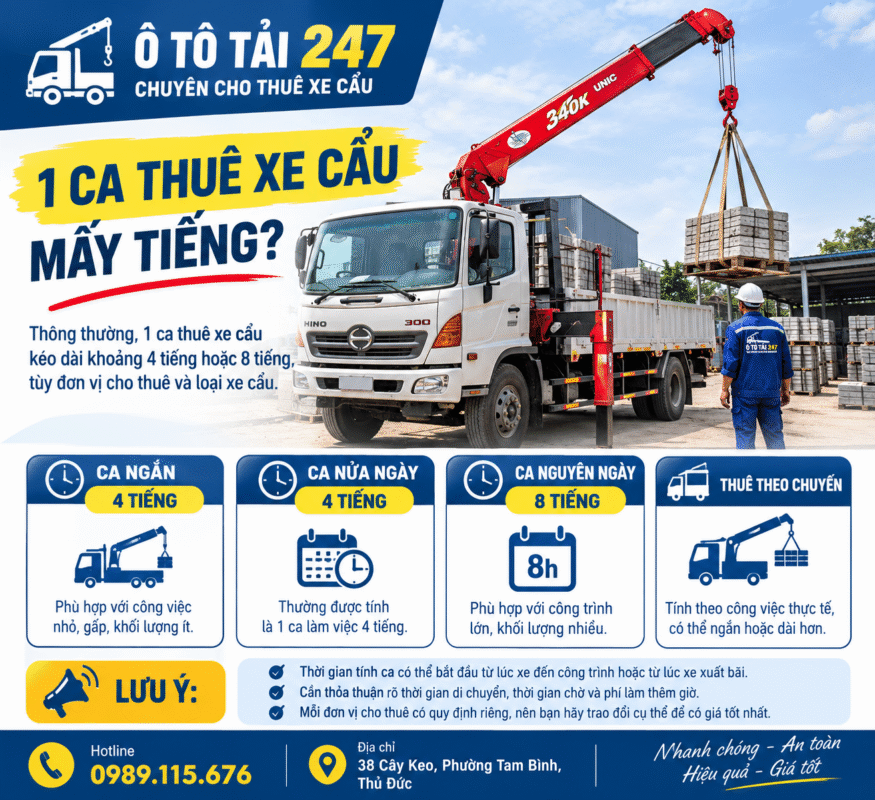 1 ca Thuê xe cẩu mấy tiếng