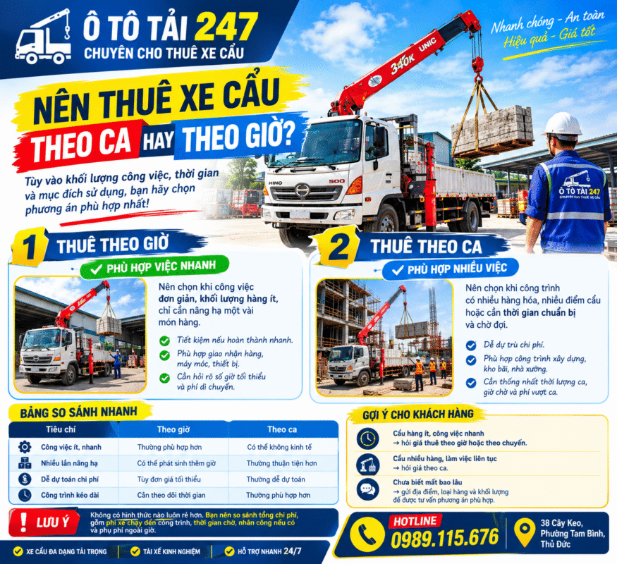Nên thuê xe cẩu theo ca hay giờ